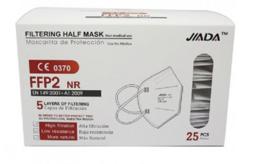 Mascarilla FFP2 blanca Jiada · Caja 25 uds