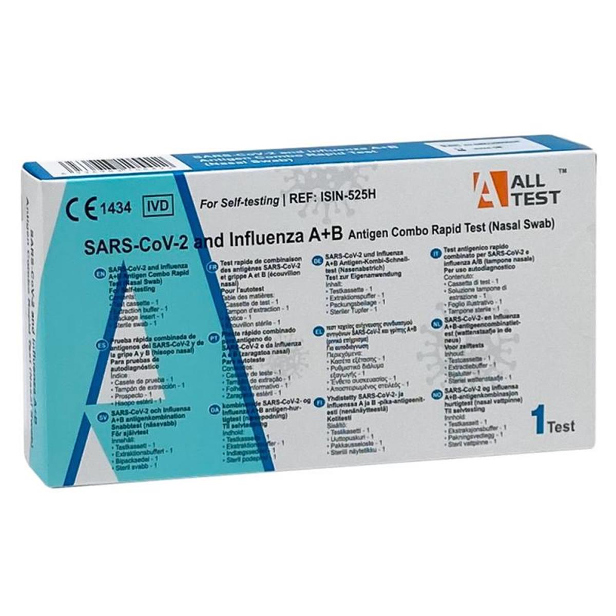 Test dual antígenos gripe A+B y COVID-19 AllTest · Nasal · 1 ud
