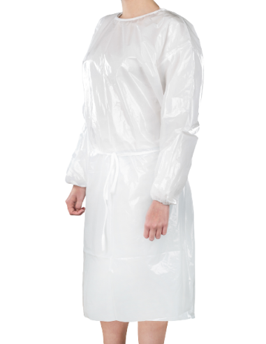 Bata de visita blanca con velcro · 20 g/m²